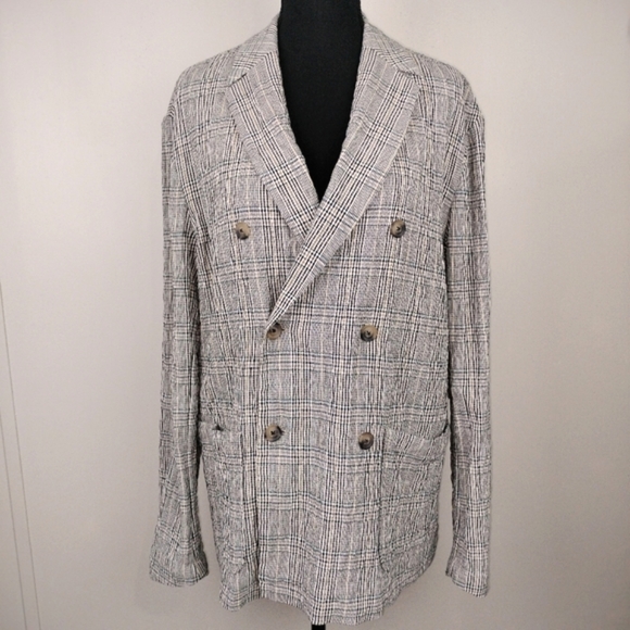 ZARA Textured Houndstooth Plaid Oversized Unstructured Blazer Sz. M - Picture 5 of 12